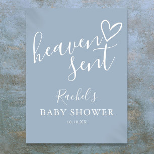 Poster Panneau de Baby Shower Poussiéreux Bleu Garçon Cie