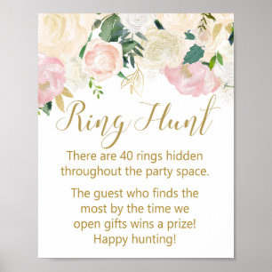 Poster Panneau de Baby Shower Rose et Or