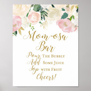 Poster Panneau de Baby Shower Rose Pâle et Or