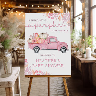 Poster Panneau de Baby shower rose petit Citrouille doux
