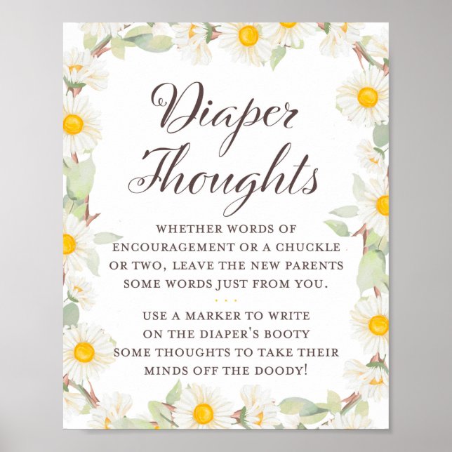 Poster Panneau de Baby Shower Thème Daisy de Printemps (Devant)