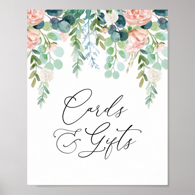 Poster Panneau de Baby showers et de cadeaux Jardin Bleu (Devant)