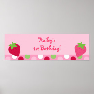 Poster Panneau de bannière Baby shower de fraises sucrées