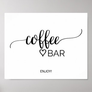 Poster Panneau de bar à café en calligraphie noire simple