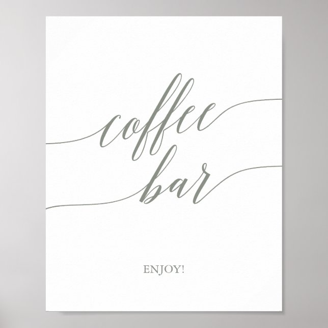 Poster Panneau de bar à café en calligraphie vert sauge é (Devant)