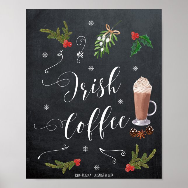 Poster Panneau de bar à café irlandais mariage d'hiver No (Devant)