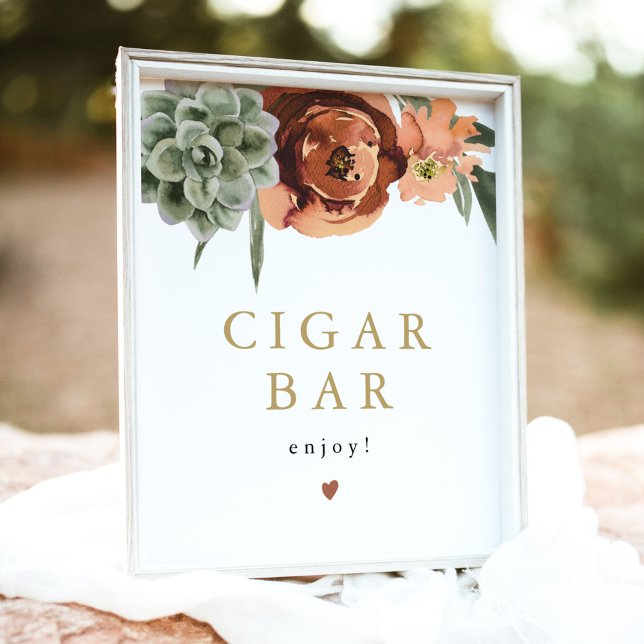 Poster Panneau de bar à cigare AVA Boho Terracotta Succul (Créateur téléchargé)