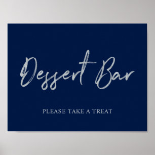 Poster Panneau de bar à desserts à lettrage moderne bleu