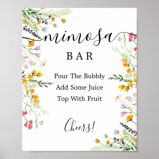 Poster Panneau de bar à Mimosa Fleurs sauvages (Devant)