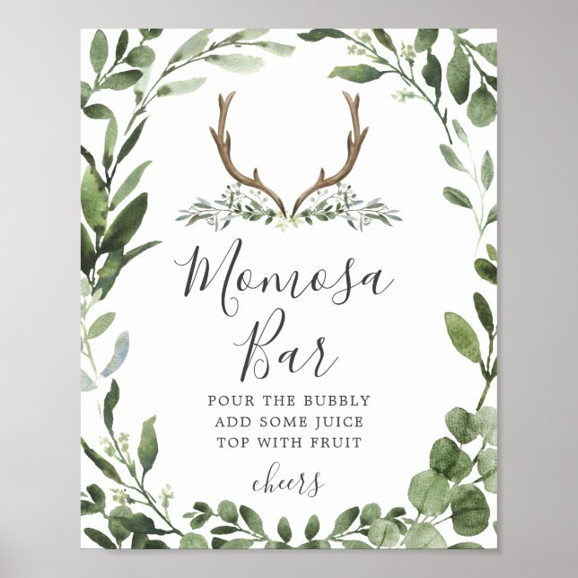 Poster Panneau de bar à Mimosa pour Baby Shower avec bois (Devant)