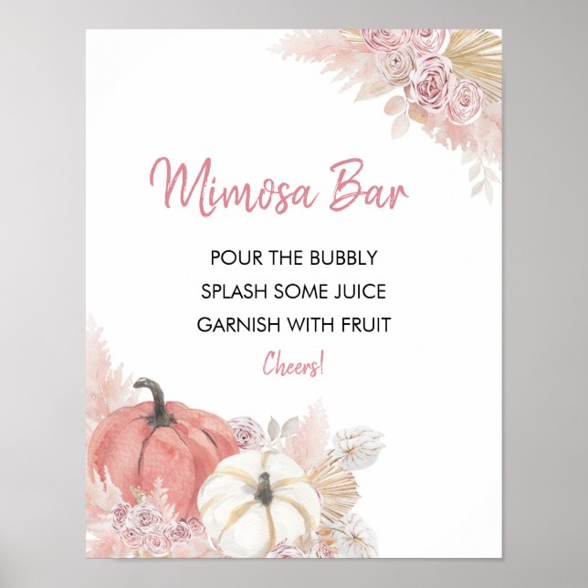 Poster Panneau de bar à Mimosa pour Baby Shower bohème d' (Devant)