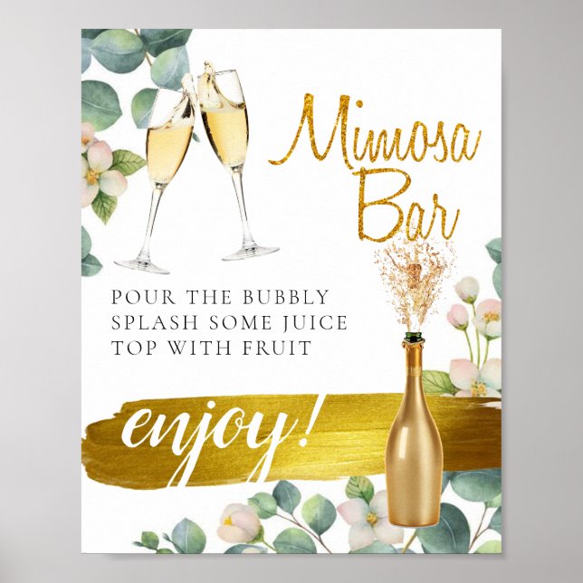 Poster Panneau de bar à Mimosa pour brunch de mariage ave (Devant)