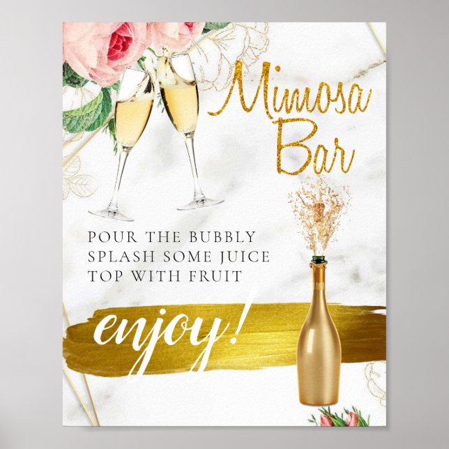 Poster Panneau de bar à Mimosa pour brunch de mariage ave (Devant)