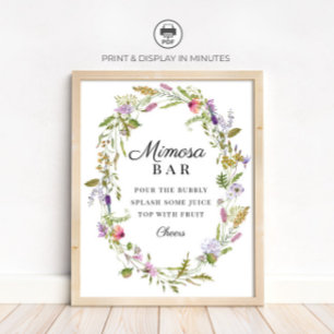 Poster Panneau de bar à Mimosa pour fête de jardin de fle