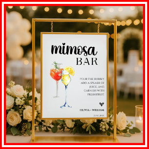 Poster Panneau de bar à Mimosa pour mariage écriture scri