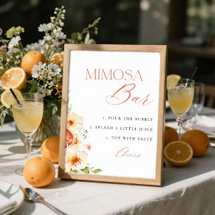 Poster Panneau de bar à mimosa pour mariage floral aux ag