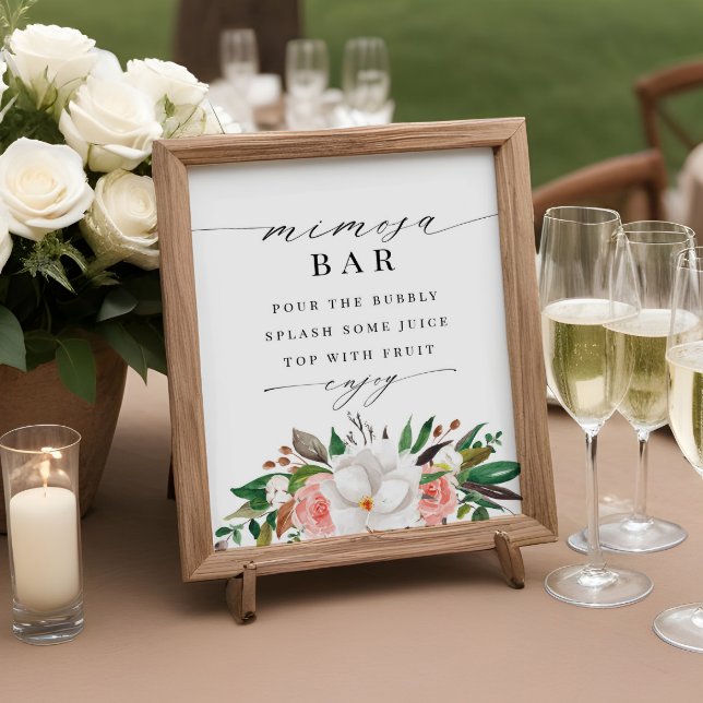 Poster Panneau de bar à Mimosa pour mariage Floral Magnol (Créateur téléchargé)
