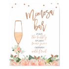 Panneau de bar à Mimosa pour mariage floral or ros