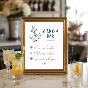 Poster Panneau de bar à mimosa pour mariage nautique