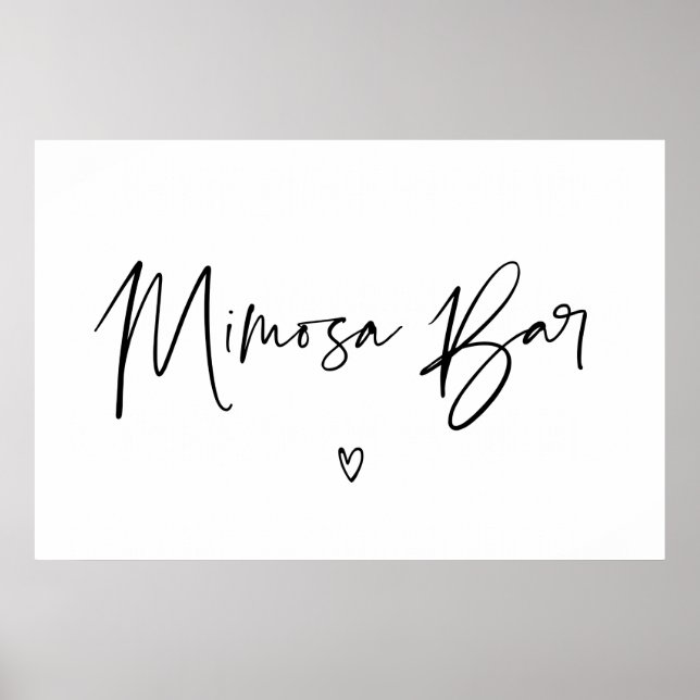 Poster Panneau de bar à Mimosa pour mariage noir et blanc (Devant)