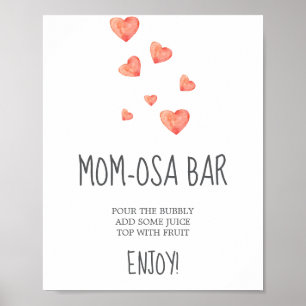 Poster Panneau de bar à Mom-osa à aquarelle Cœurs