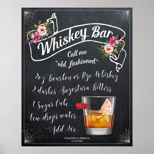 Poster panneau de bar à whisky à l'ancienne mariage (Devant)