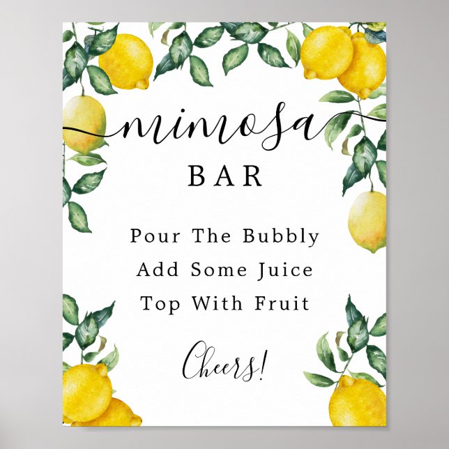 Poster Panneau de bar aux citrons Mimosa (Devant)