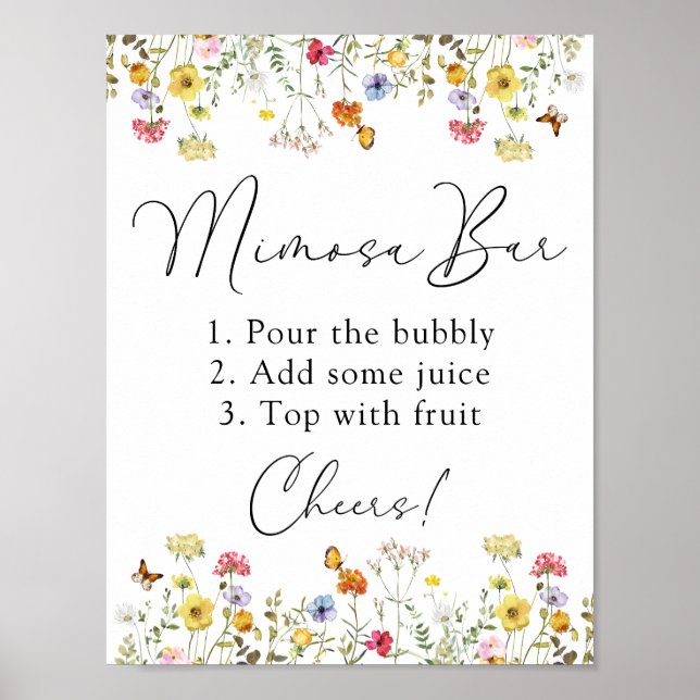 Poster Panneau de bar de brunch Mimosa botanique de fleur (Devant)