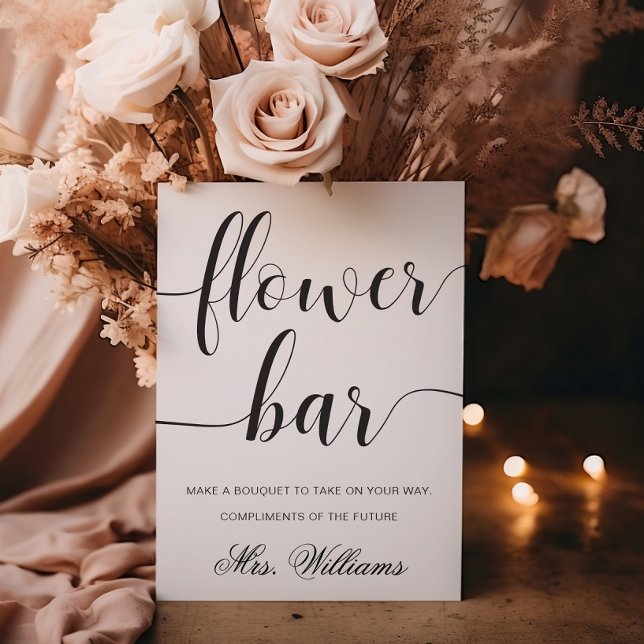 Poster Panneau de bar de fleurs minimal moderne de Leyton (Flower Bar Sign)