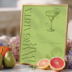 Poster Panneau de bar de Margarita de mariage minimaliste