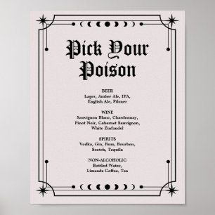 Poster Panneau de bar de mariage Halloween sombre et maus