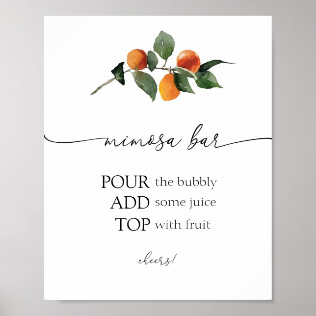 Poster Panneau de bar de Mimosa à fleur d'oranger