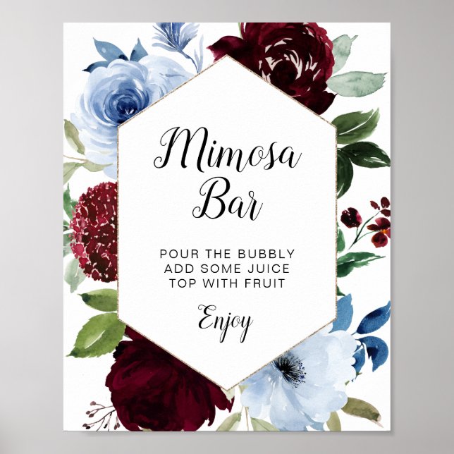 Poster panneau de bar de mimosa bleu poussiéreux de Bourg (Devant)
