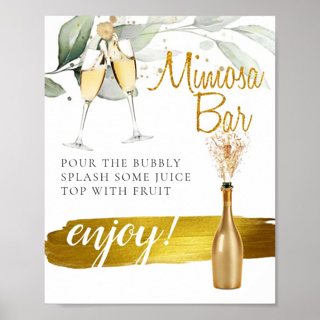 Poster Panneau de bar de Mimosa de brunch de mariage Euca (Devant)