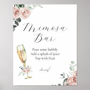Poster Panneau de bar de mimosa floral Brunch et Bubbly