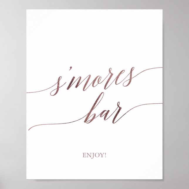 Poster Panneau de bar de S'mores en calligraphie élégante (Devant)