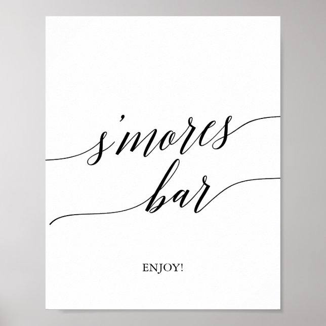 Poster Panneau de bar de S'mores en calligraphie noire él (Devant)