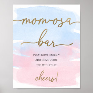 Poster Panneau de bar Eau-forte rose or maman-osa