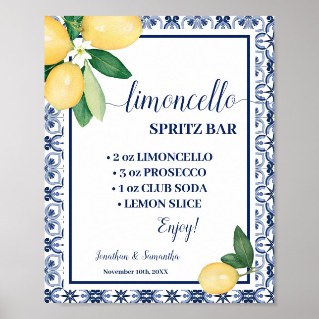 Poster Panneau de bar Limoncello Spritz Bleu Méditerranée (Devant)