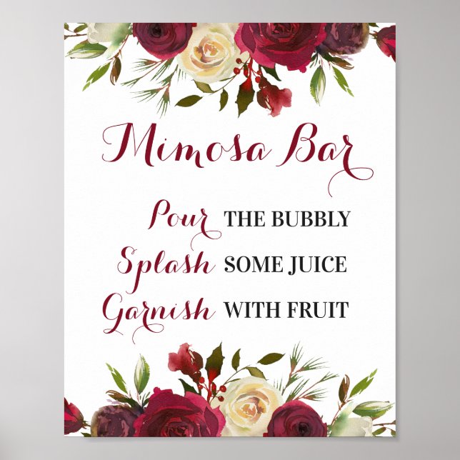Poster Panneau de bar Marsala Mimosa Mariage Enterrement  (Devant)