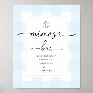 Poster Panneau de bar Mimosa à carreaux bleus et citrouil