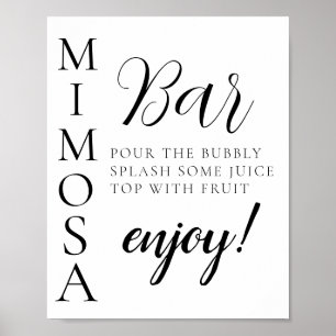 Poster Panneau de bar Mimosa à script minimal