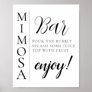 Poster Panneau de bar Mimosa à script minimal moderne