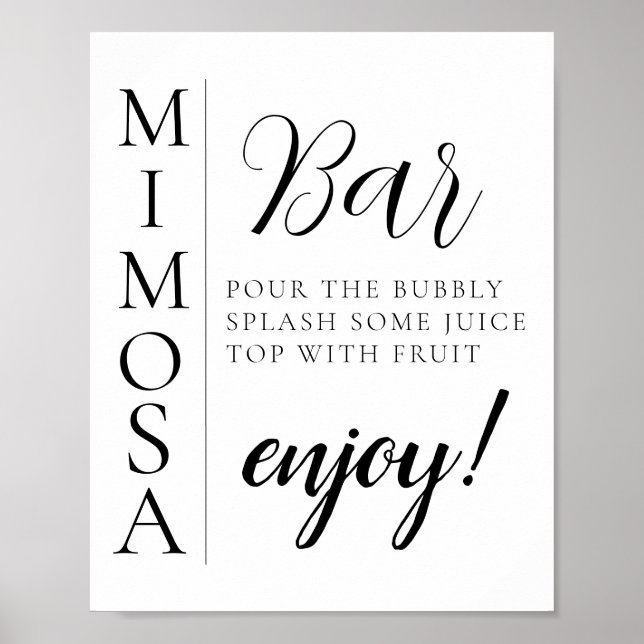 Poster Panneau de bar Mimosa à script minimal moderne (Devant)