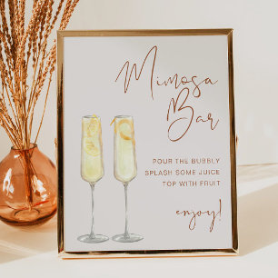 Poster Panneau de bar Mimosa Boho Terracotta pour mariage