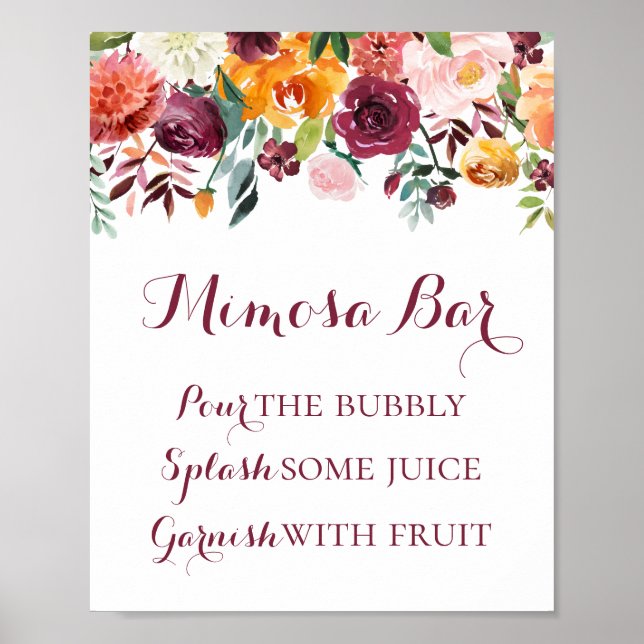 Poster Panneau de bar Mimosa de fleurs d'automne, Orange  (Devant)