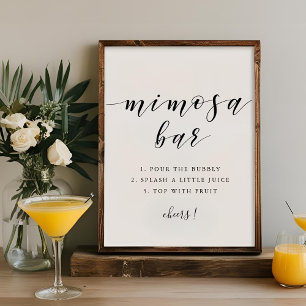 Poster Panneau de bar Mimosa de mariage de calligraphie m