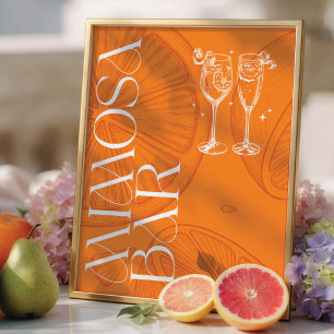 Poster Panneau de bar Mimosa de mariage minimaliste lumin