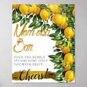 Poster Panneau de bar Mimosa élégant décoré de citron