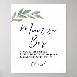 Poster Panneau de bar Mimosa Feuille d'olive Verdure Sign